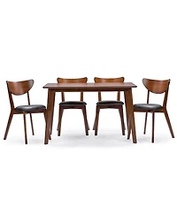 Baxton Studio Sumner Mid-Century Style "Walnut" Brown 5-Piece Dining Set