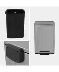 Mega Casa 13 Gal./50 Liter Rectangular Stainless-Steel-Made Matt White Step-on Trash Can for Kitchen
