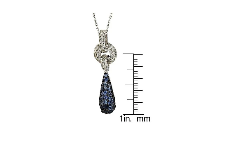 Suzy Levian Sterling Silver Sapphire Tear Drop Pendant Necklace