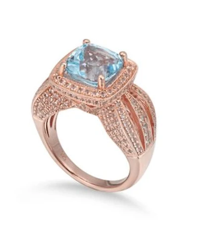 Suzy Levian Sterling Silver Cushion Cut Center Topaz Cocktail Ring