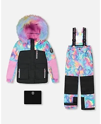 Deux par Girl Two-Piece Play Snowsuit Rainbow Heart Print - Toddler|Child