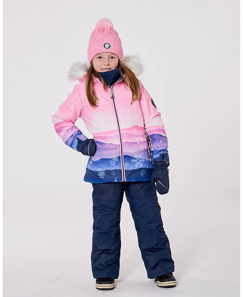 Deux par Girl Two-Piece Play Snowsuit with Printed Jacket Navy Blue - Child