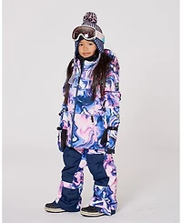 Deux par Girl Two-Piece Teknik Snowsuit Pink and Blue Marble
