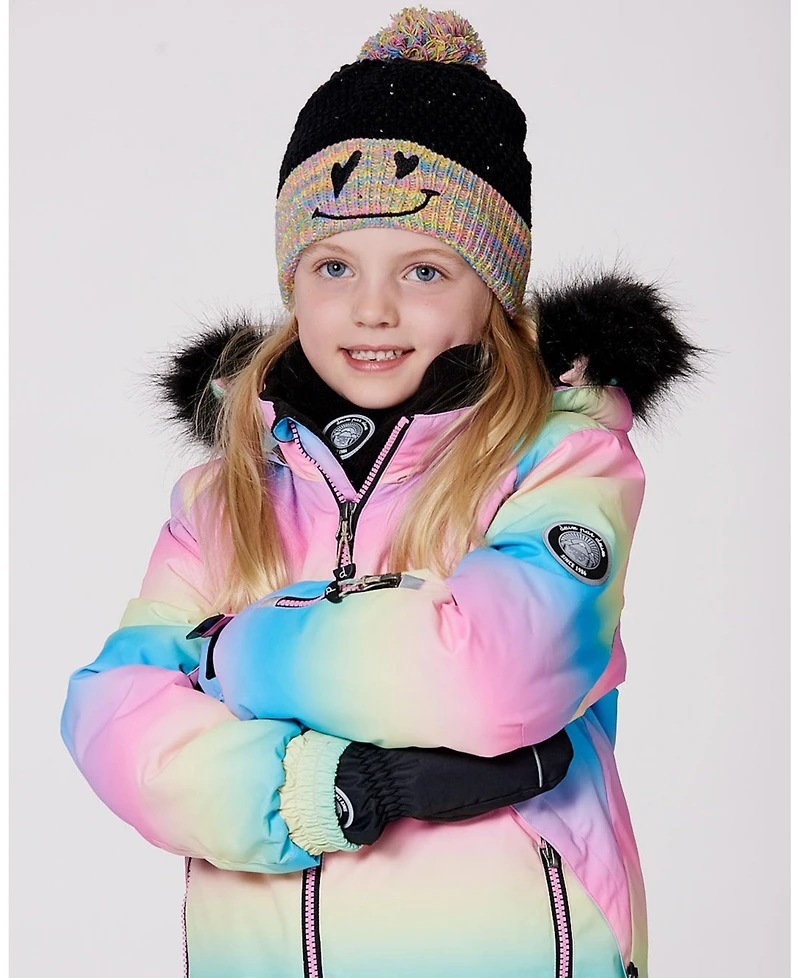 Deux par Girl Lined Knit Hat with Pompom Black and Multicolor - Toddler|Child