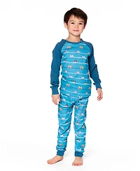 Deux par Big Boys Two-Piece Cotton Pajama Set Blue Dog Print