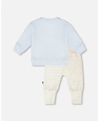 Deux par Baby Boy Cotton Pant and Top Set Light Blue