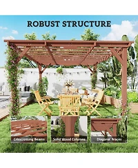 Outsunny 11' x 12.5' Outdoor Wood Pergola with Grape Trellis