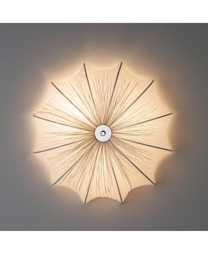 Possini Euro Design Planetarium Modern Ceiling Light Flush Mount Fixture 21" Wide Chrome 3-Light Ivory Fabric Scalloped Bowl for Bedroom Living R
