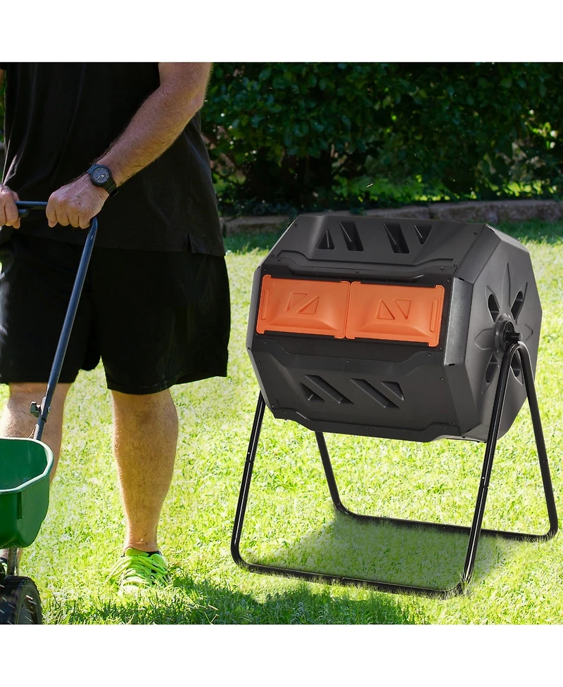 Outsunny Tumbling Compost Bin Outdoor 360°,