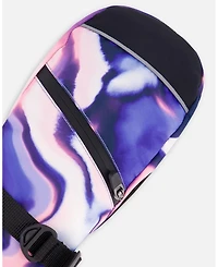 Deux par Girls Winter Mittens Teknik Pink and Blue Marble