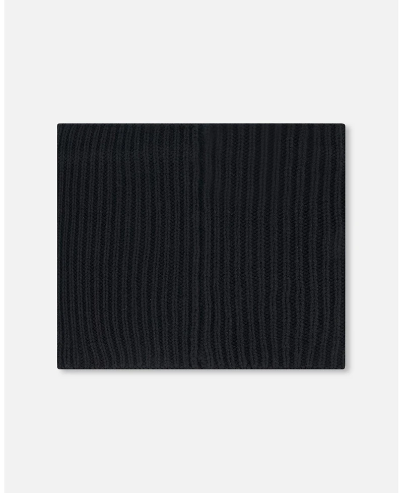 Deux par Deux Baby Unisex Mid-Season Knit Neck Warmer Black - Baby