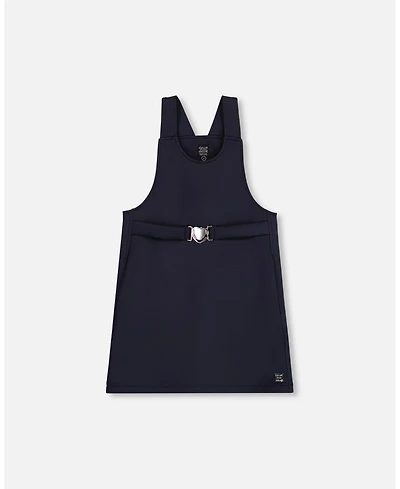 Deux par Girl Milano Jumper Dress Navy Blue with Buckle Detail