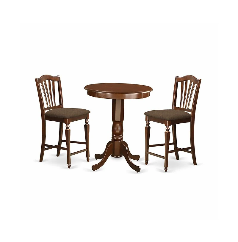 East West Furniture 3 Pc pub Table set - pub Table and 2 Kitchen Dining Chairs