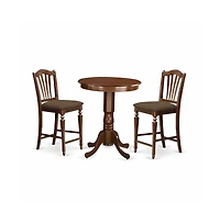 East West Furniture 3 Pc pub Table set - pub Table and 2 Kitchen Dining Chairs