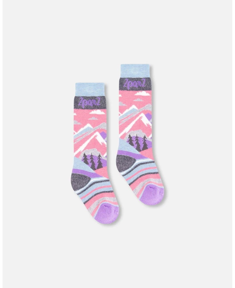 Deux par Girl Winter Ski Socks with Merino Wool Pink - Toddler|Child
