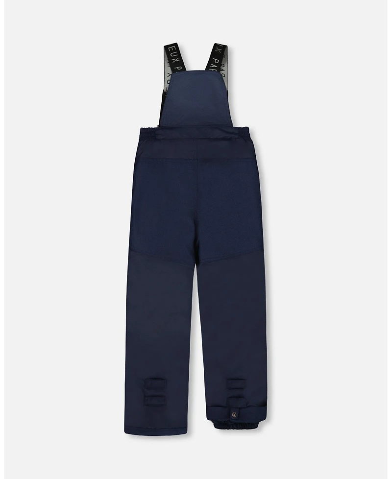 Deux par Boy Two-Piece Play Snowsuit with Printed Colorblocked Jacket Navy Blue