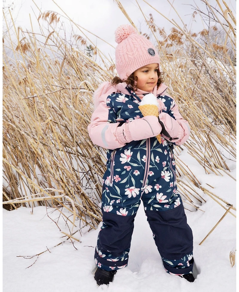 Deux par Girl One-Piece Play Snowsuit Navy Flower Print - Toddler|Child