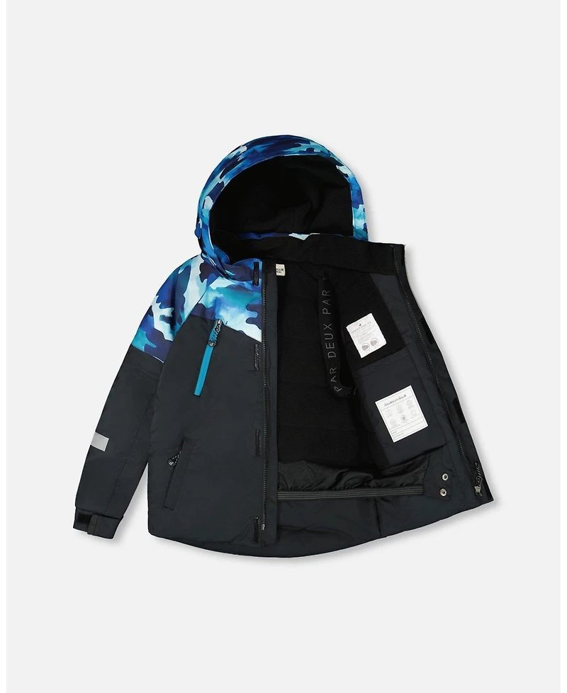 Deux par Boys Two-Piece Play Snowsuit Teal Blue Camouflage