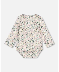 Deux par Baby Girls Cotton Long Sleeve Romper Off-White Floral