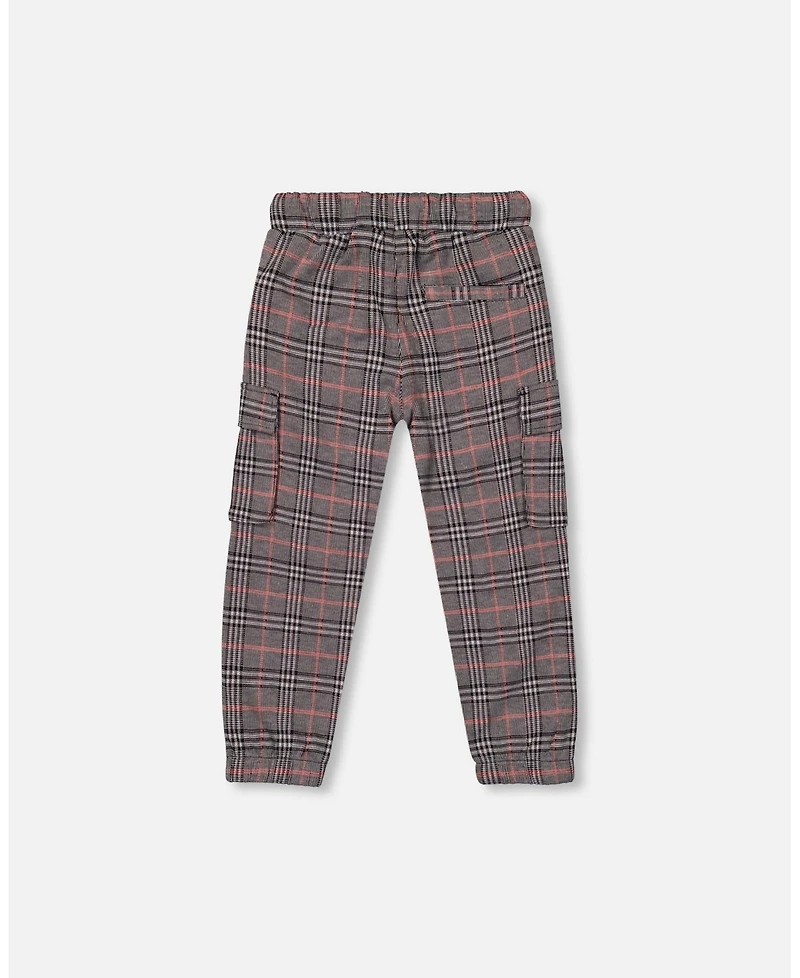 Deux par Baby Boy Plaid Cargo Pant Gray and Black