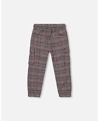 Deux par Baby Boy Plaid Cargo Pant Gray and Black