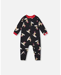 Deux par Baby Boy One-Piece Cotton Pajama Black Cookie Print