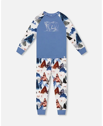 Deux par Big Boys Two-Piece Cotton Pajama Set White Bear Print