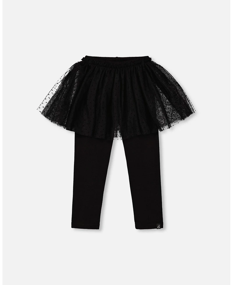 Deux par Girl Leggings with Tulle Skirt Black - Child