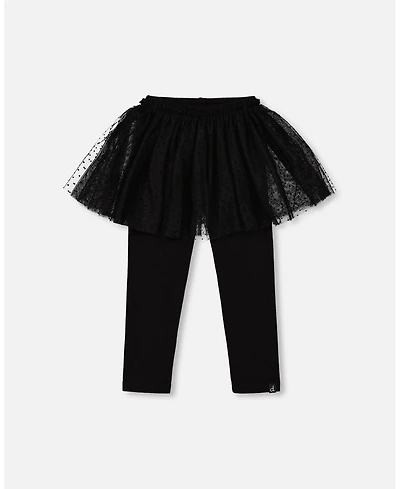 Deux par Girl Leggings with Tulle Skirt Black - Child