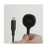Ventev 27W Ultrafast Dual Car Charger with Apple Lightning Connected Travel Cable-Gray