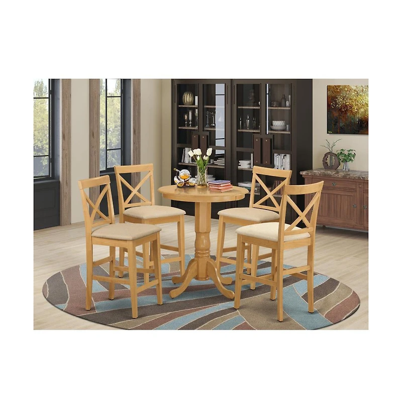 East West Furniture 5 Pc counter height pub set-pub Table and 4 counter height Chairs