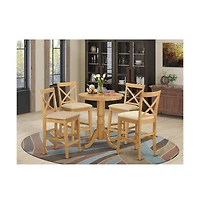 East West Furniture 5 Pc counter height pub set-pub Table and 4 counter height Chairs