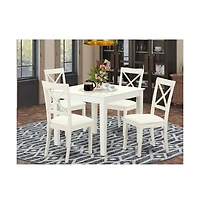 East West Furniture Dining Room Set Linen White