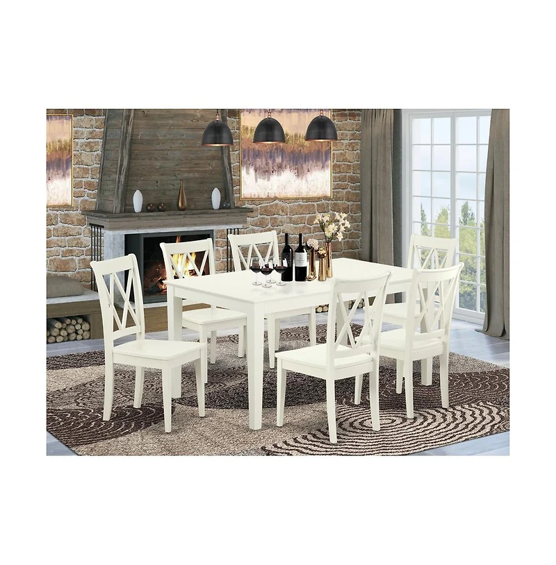 East West Furniture Dining Room Set Linen White