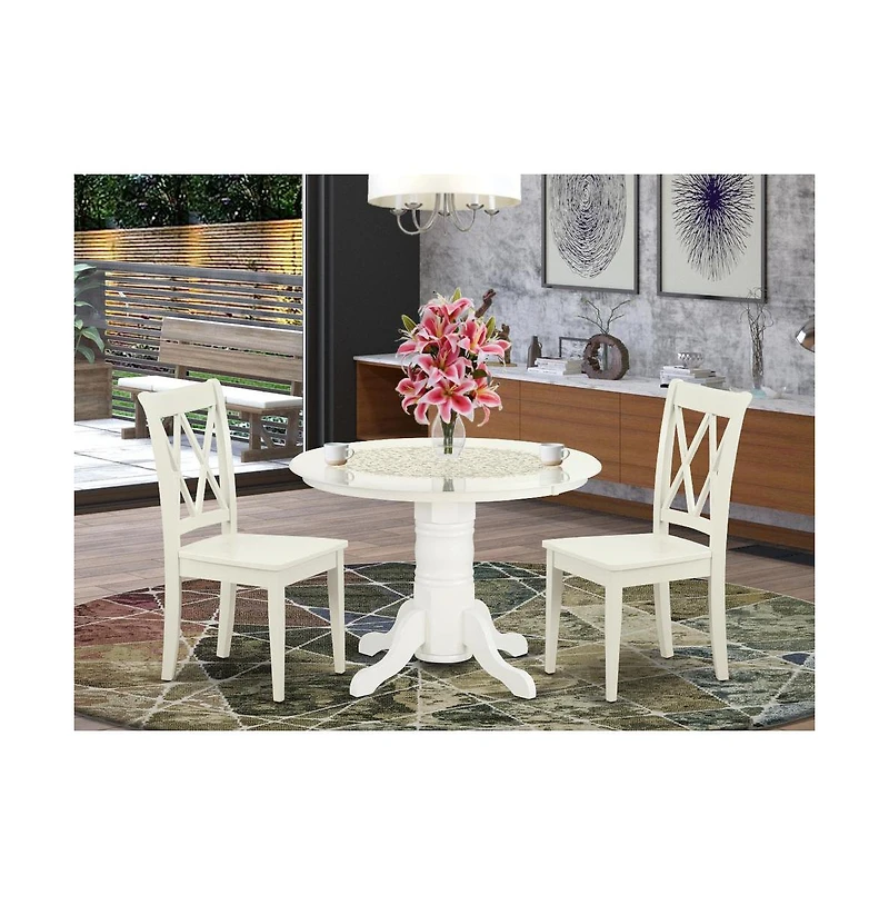 East West Furniture Dining Room Set Linen White