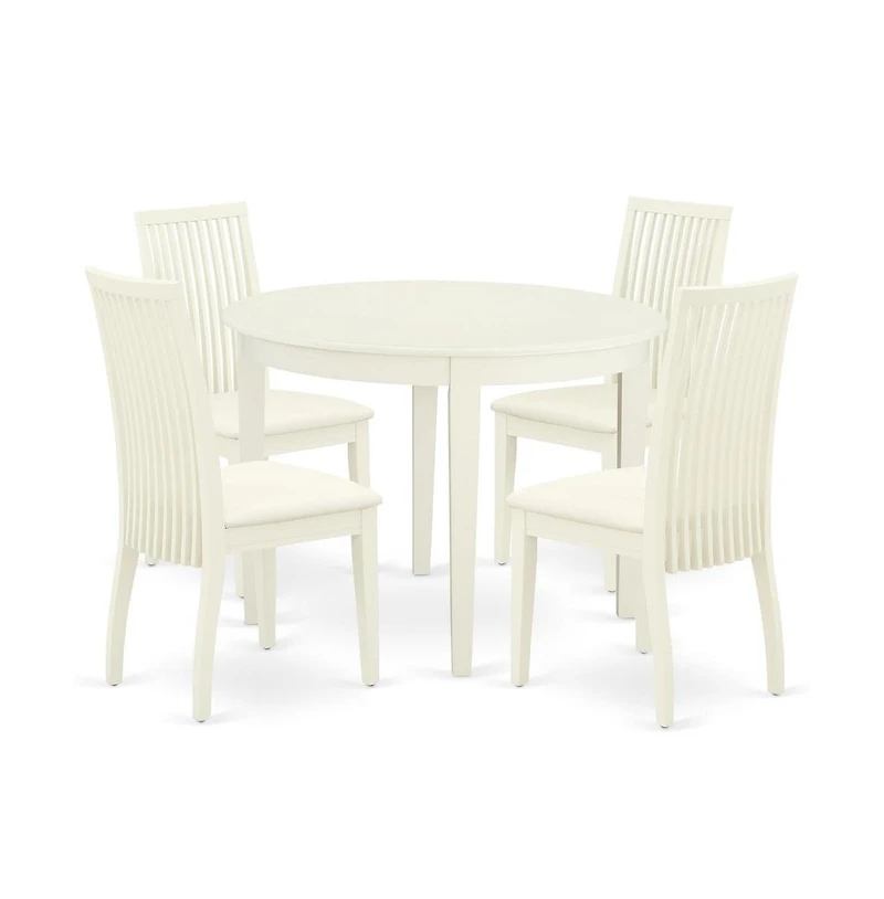 East West Furniture Dining Room Set Linen White