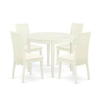 East West Furniture Dining Room Set Linen White