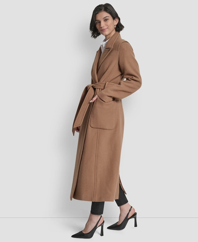 Dkny Women's Notch Collar Belted Wrap Coat