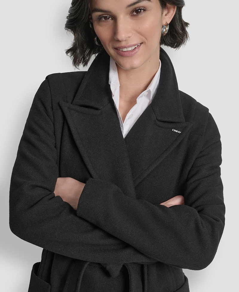 Dkny Women's Notch Collar Belted Wrap Coat