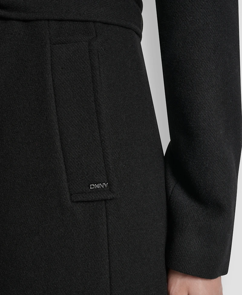 Dkny Petite Belted Zip Front Coat
