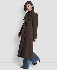 Dkny Women's Wing Collar Asymmetrical Wrap Coat