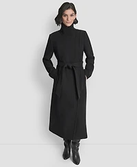 Dkny Women's Wing Collar Asymmetrical Wrap Coat