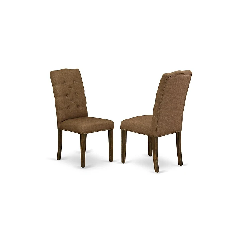 East West Furniture 5-Pc rectangular Dinette Set Included 4 kitchen parson chairs Upholstered Seat and High Button Tufted Chair Back and rectangular d