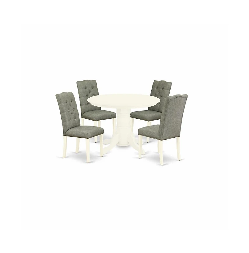 East West Furniture Dining Room Set Linen White