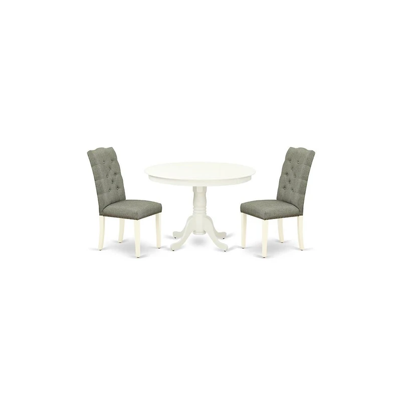 East West Furniture Dining Room Set Linen White