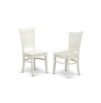 East West Furniture 3-Pc Dining Room Set- 2 Wooden Dining Chairs and Round Dining Room Table - Wooden Seat and Slatted Chair Back