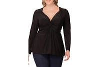 Kiyonna Women's Plus Abigail Long Sleeve Twist Top