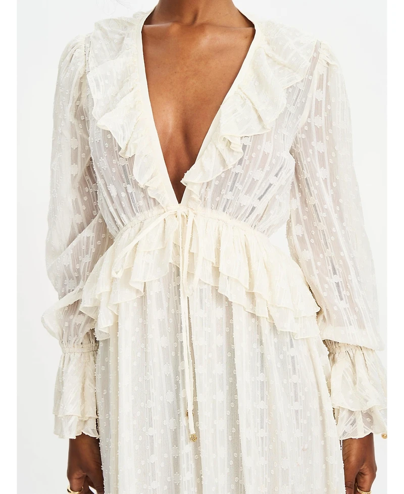 Miss Circle Women's Safiya Jacquard Chiffon Long Sleeve Maxi Dress