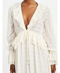 Miss Circle Women's Safiya Jacquard Chiffon Long Sleeve Maxi Dress