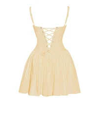 Miss Circle Women's Kadi Yellow Cotton Drop Waist Corset Mini Dress